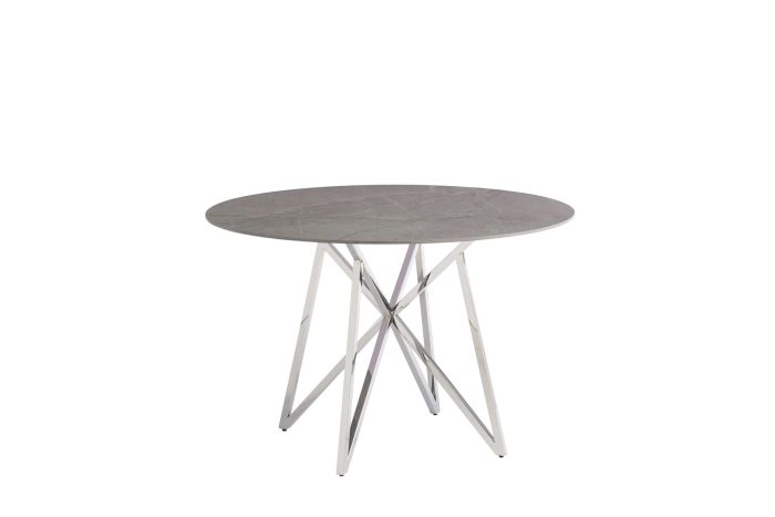 JENNIS 1.2m GREY SET - RND DINING TABLE w/ JASPER GREY / LT GREY CHAIRS