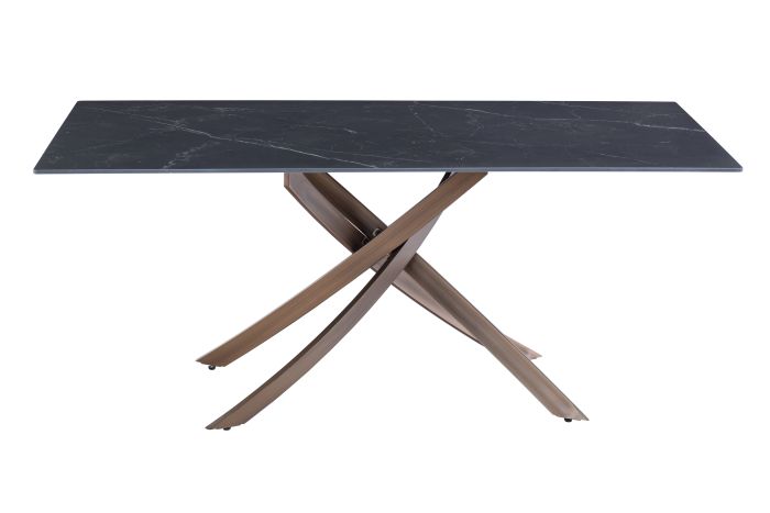 ROCCO 1.8m DINING TABLE - MOONEY BLACK / BRASS LEG