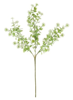 GREEN / WHITE TALL 3 GLOBE BALL SPRAY STEM