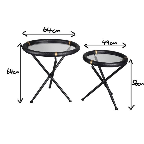 BLACK ROUND NEST OF 2 TABLES - Image 2