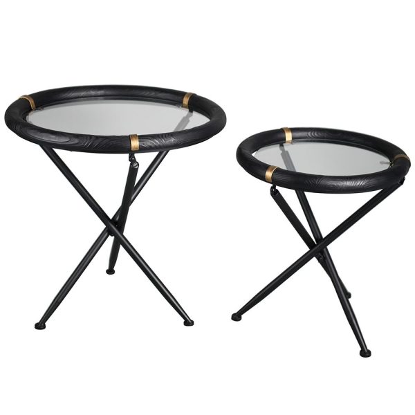 BLACK ROUND NEST OF 2 TABLES