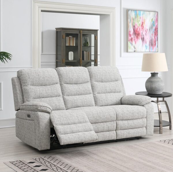 BROMLEY 3 SEATER SOFA E/RECLINING - STONE