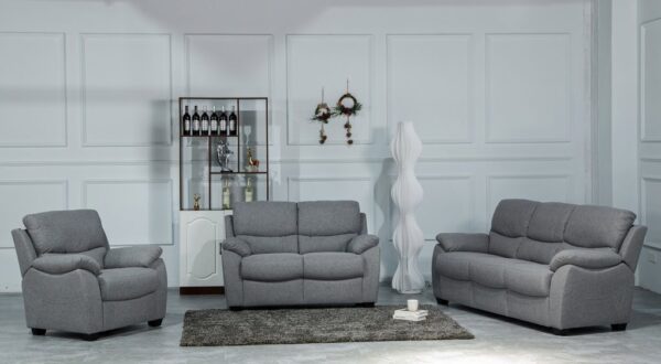NORDIC GREY FIXED 3 SEATER SOFA - Image 2