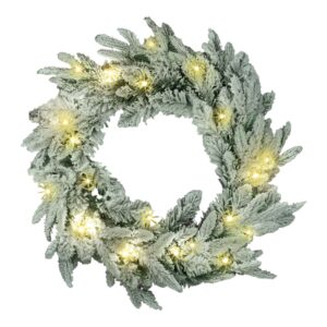 55cm SNOW LAPLAND PINE PRELIT WREATH W/WHITE
