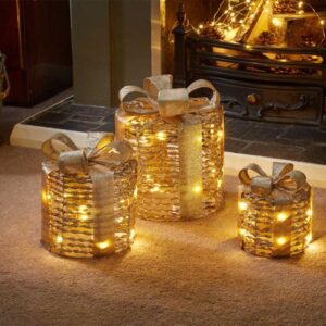 SET 3 GOLD GLITTER TWIST GIFT BOXES