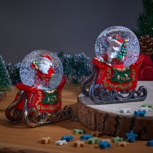 8cm SANTA SLEIGH SNOW SPHERES