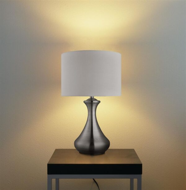 TOUCH T/LAMP - SATIN SILVER METAL w/ IVORY FABRIC SHADE - Image 3