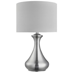 TOUCH T/LAMP - SATIN SILVER METAL w/ IVORY FABRIC SHADE