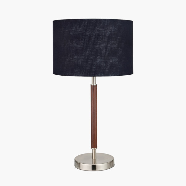 GIANNI SILVER & WOOD T/LAMP w/ BLACK SHADE