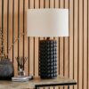 SOHAN BLACK BOBBLE T/LAMP w/ 40cm LINO WHT SHADE