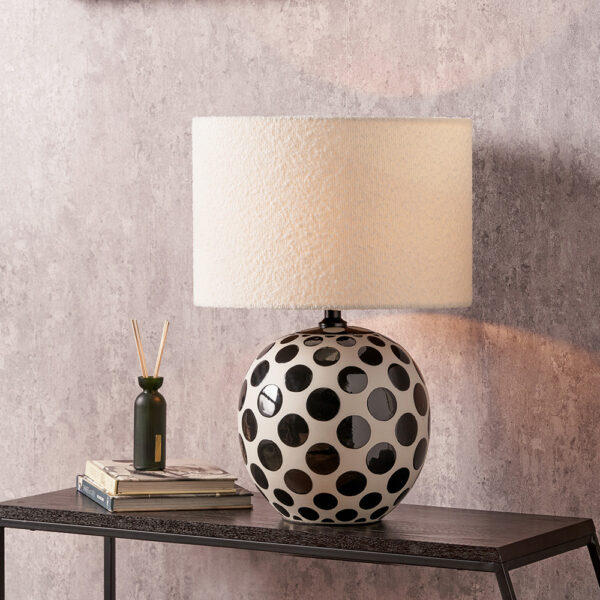 LARISA BLACK POLKA DOT T/LAMP w/ 35cm LINO BLACK SHADE - Image 6