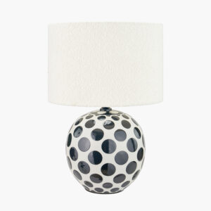 LARISA BLACK POLKA DOT T/LAMP w/ 35cm LINO BLACK SHADE