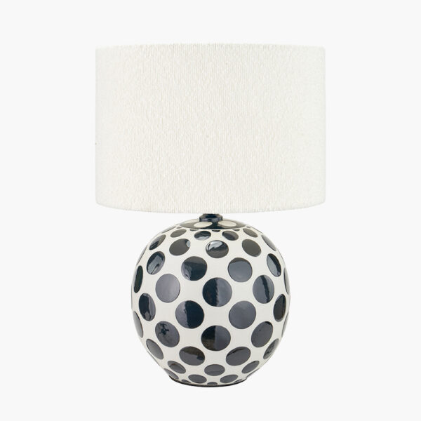 LARISA BLACK POLKA DOT T/LAMP w/ 35cm LINO BLACK SHADE