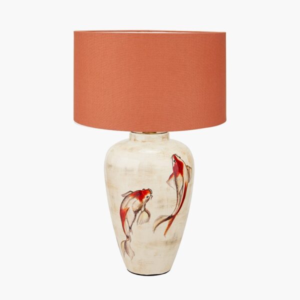 EMERAYN KOI NAT CERAMIC T/LAMP w/ 40cm HENRY TOBACCO SHADE