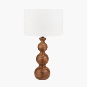 NYARI WOOD 3 BALL T/LAMP w/ 40cm WHITE LINO SHADE