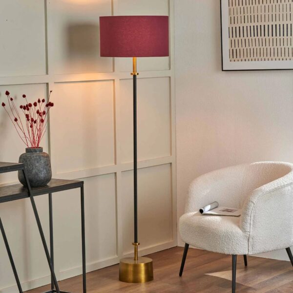 ANTOINE BLACK CROC F/LAMP w/ 40cm HENRY MULBERRY SHADE - Image 2