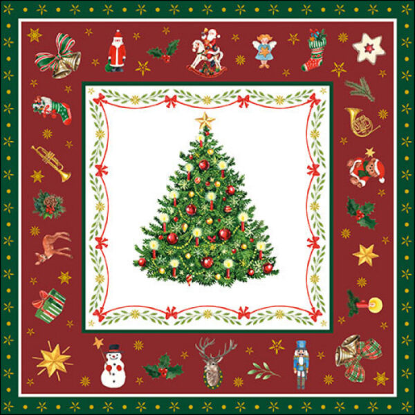 20pk CHRISTMAS EVERGREEN RED NAPKINS
