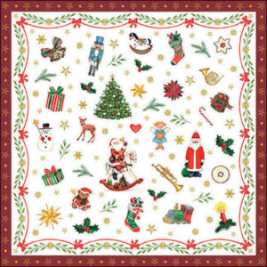 20pk CHRISTMAS ALL OVER RED NAPKINS
