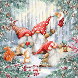 20pk GNOMES IN SNOWY FOREST NAPKINS