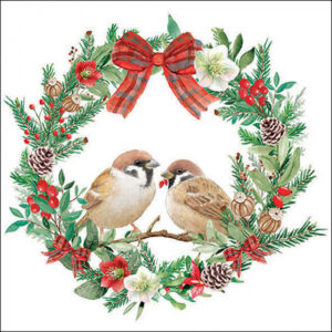 20pk SPARROWS IN WREATH NAPKINS