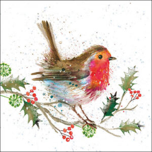 20pk WINTER ROBIN WHITE NAPKINS