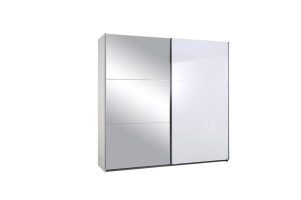 HALLE 218cm ALPINE WHITE / HIGH POLISH WHITE WARDROBE