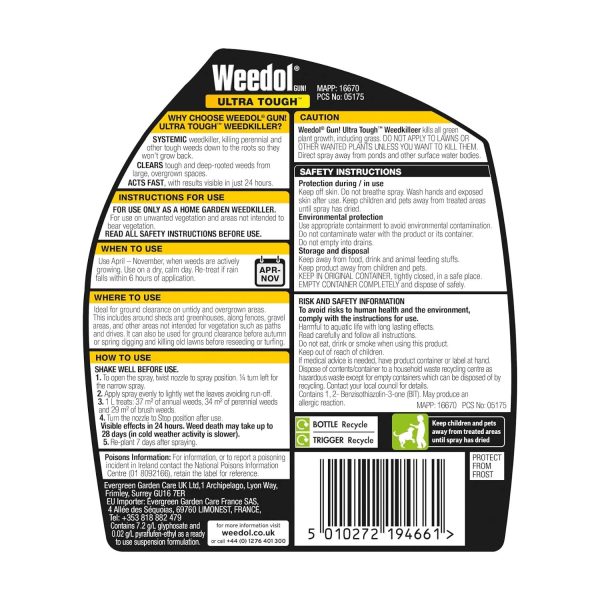 1lt WEEDOL ULTRA TOUGH WEED KILLER - Image 2