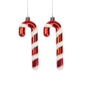 2pk 12cm CANDY CANE BAUBLES