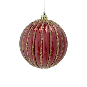 8cm GLITTER STRIPE PUMPKIN BAUBLES