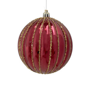 10cm GLITTER STRIPE PUMPKIN BAUBLES