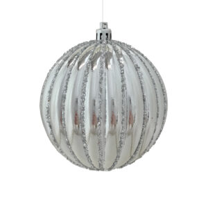 10cm GLITTER STRIPE PUMPKIN BAUBLE