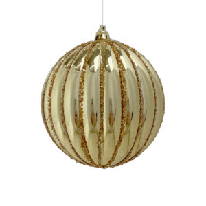 10cm GLITTER STRIPE PUMPKIN BAUBLES