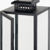 MED BLACK S/STEEL & GLASS RECT LANTERN - Image 2
