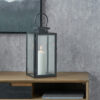 MED BLACK S/STEEL & GLASS RECT LANTERN - Image 4