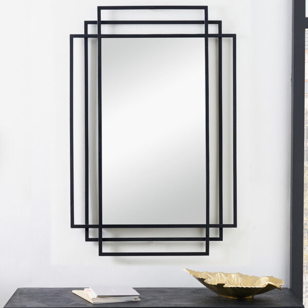 BLACK ART DECO RECTANGULAR WALL MIRROR - Image 6