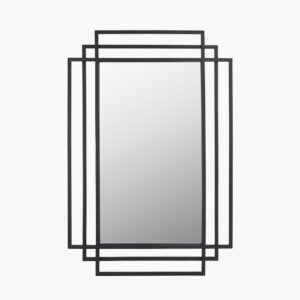 BLACK ART DECO RECTANGULAR WALL MIRROR