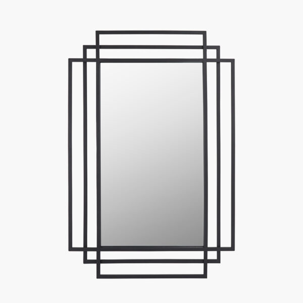 BLACK ART DECO RECTANGULAR WALL MIRROR