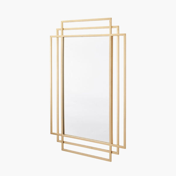 GOLD METAL ART DECO RECTANGULAR WALL MIRROR - Image 2