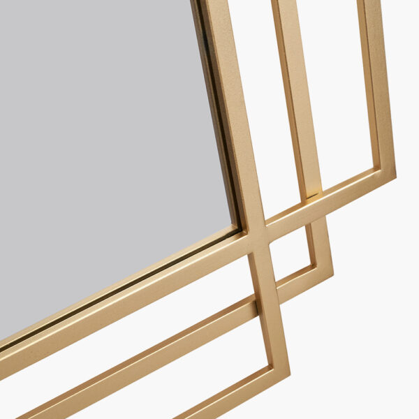 GOLD METAL ART DECO RECTANGULAR WALL MIRROR - Image 5
