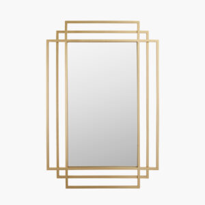 GOLD METAL ART DECO RECTANGULAR WALL MIRROR