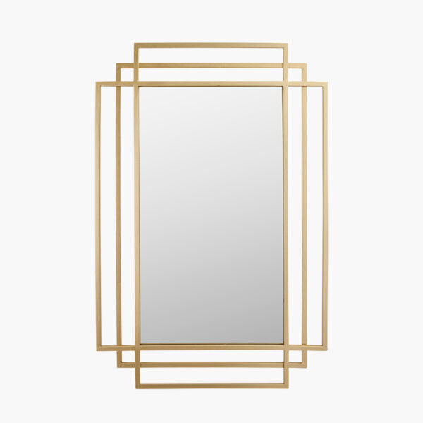 GOLD METAL ART DECO RECTANGULAR WALL MIRROR
