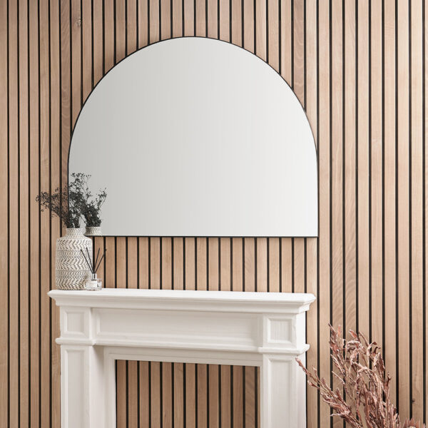 BLACK SLIM FRAME WIDE ARCH WALL MIRROR - Image 6
