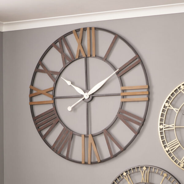 1.2m ANT GREY METAL & WOOD WALL CLOCK - Image 3
