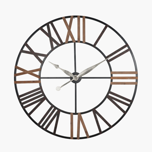 1.2m ANT GREY METAL & WOOD WALL CLOCK