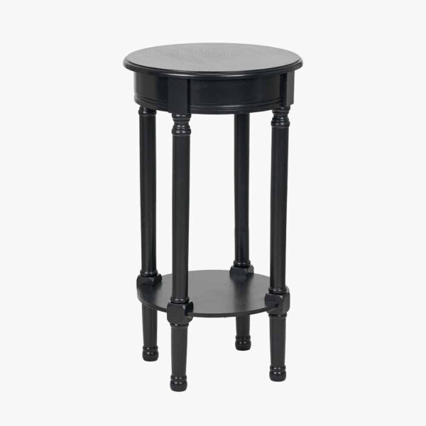 HERITAGE BLACK ROUND LAMP TABLE