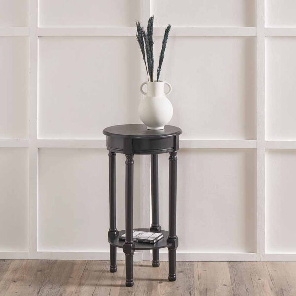 HERITAGE BLACK ROUND LAMP TABLE - Image 5