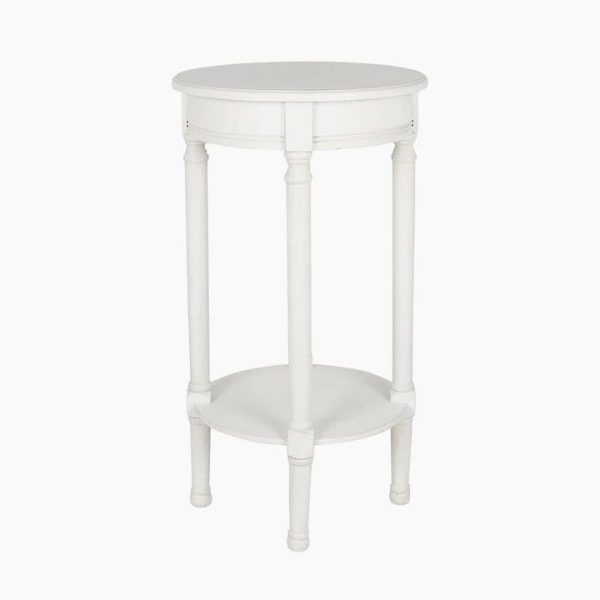 HERITAGE WHITE ROUND LAMP TABLE