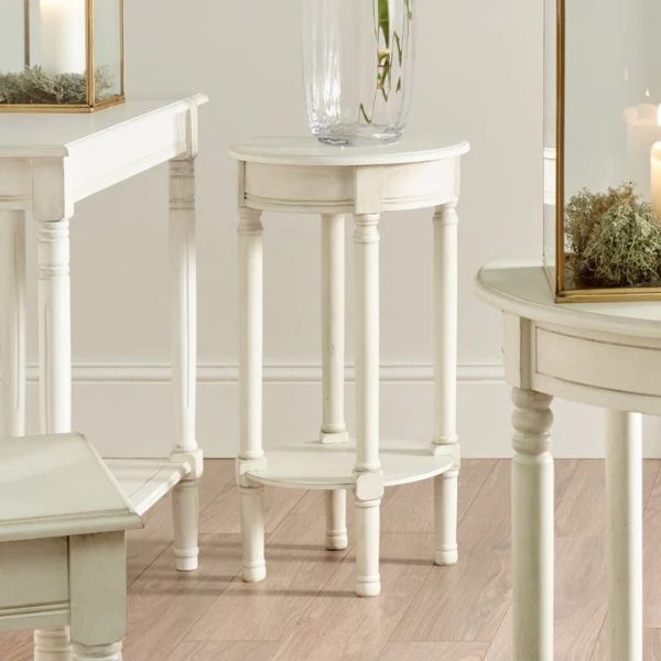 HERITAGE WHITE ROUND LAMP TABLE - Image 3