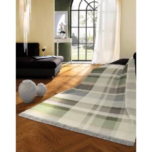 140x180 GREEN PANEL CHECK C/RICH THROW