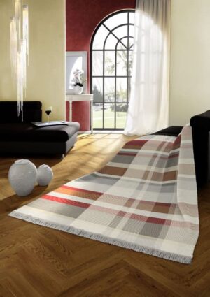 140x180 RED CHECK PANEL C/RICH THROW